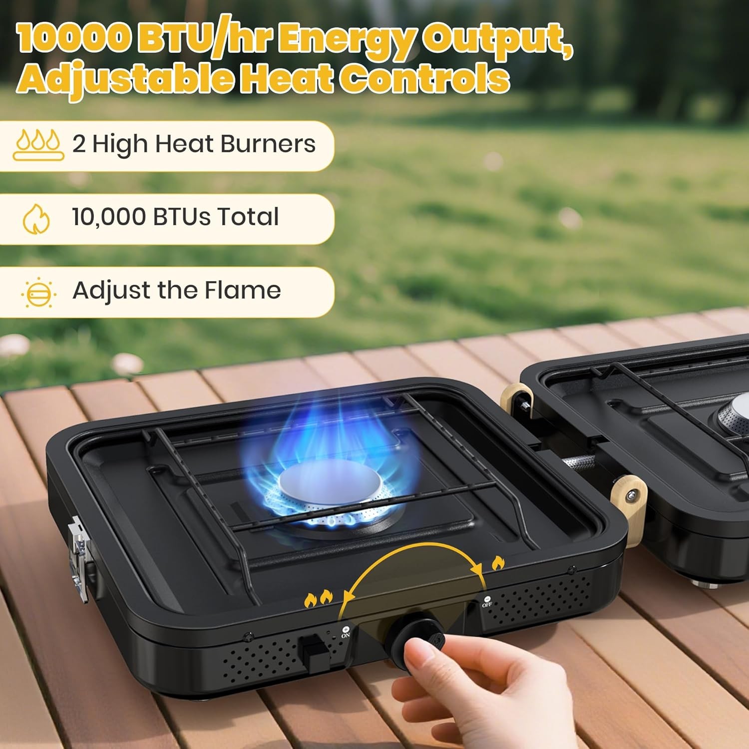 Camp Stove Propane, 2 Burner Folding Propane Camping Stove with Carrying Bag, Ad