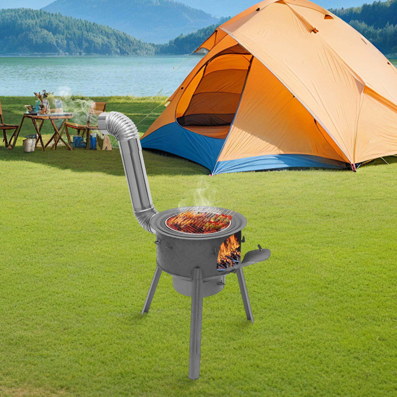Multifunctional Portable Wood Burning Stove for Camping and Outdoor Cooking