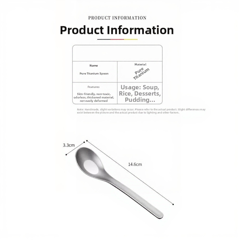 Titanium Spoon Pure 17.2cm 25g Flavor Neutral Heat Resistant for Outdoor Use