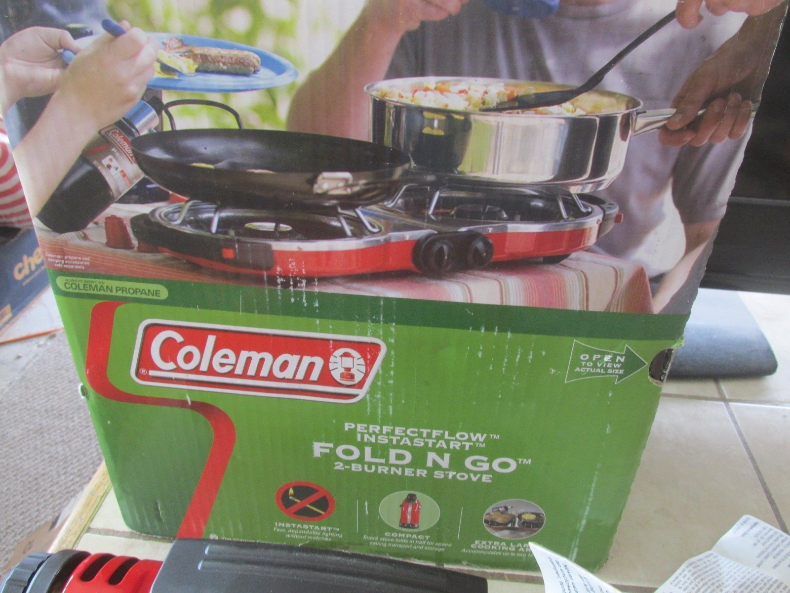 Coleman Fold N Go Propane Camping 2 Burners Stove New In Box With Instructions
