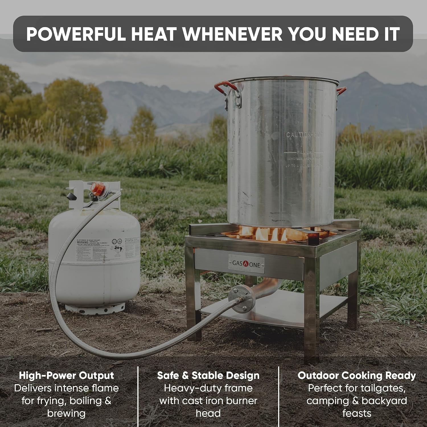 High Output Propane Burner with Adjustable Regulator for Turkey Frying Outdoors