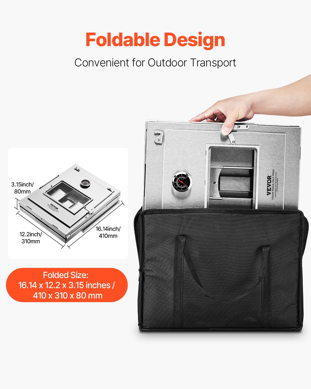 VEVOR Foldable Camping Oven Stainless Steel Portable Camping Stove 3 Tier Grill