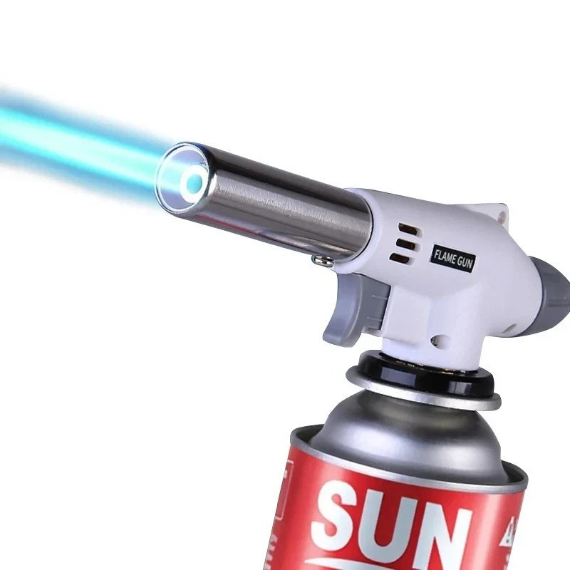 Outdoor Butane Gas Torch Burner Adjustable Flame for Camping Cooking BBQ Baking