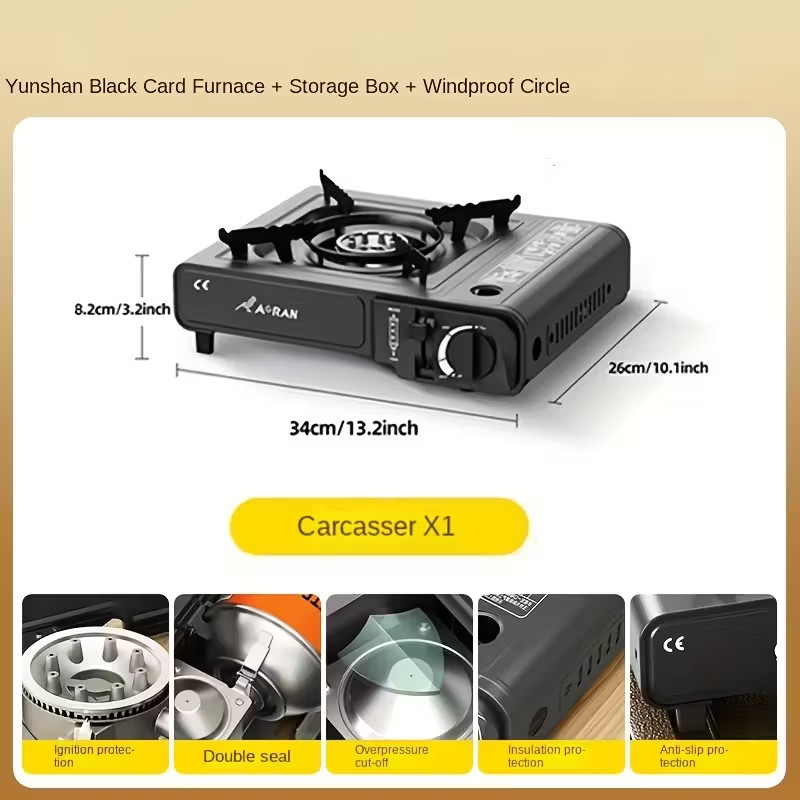 AORAN Outdoor/Indoor Camp Stove High Pressure Butane Portable Gas Cooker w/Pan